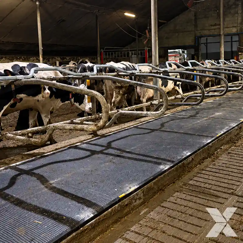 Madraci za krave FLEXIBED u rolni postavljeni duž reda ležišta u štali